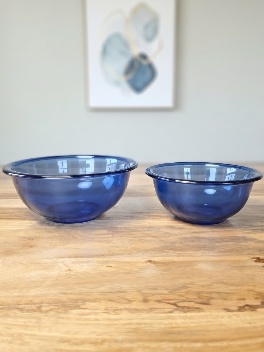 Vintage Blue Pyrex Mixing Bowls Set 321 & 322 Cobalt Glass